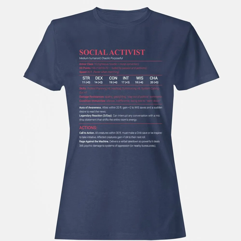 Social Activist Women's T-Shirt - Navy - 10