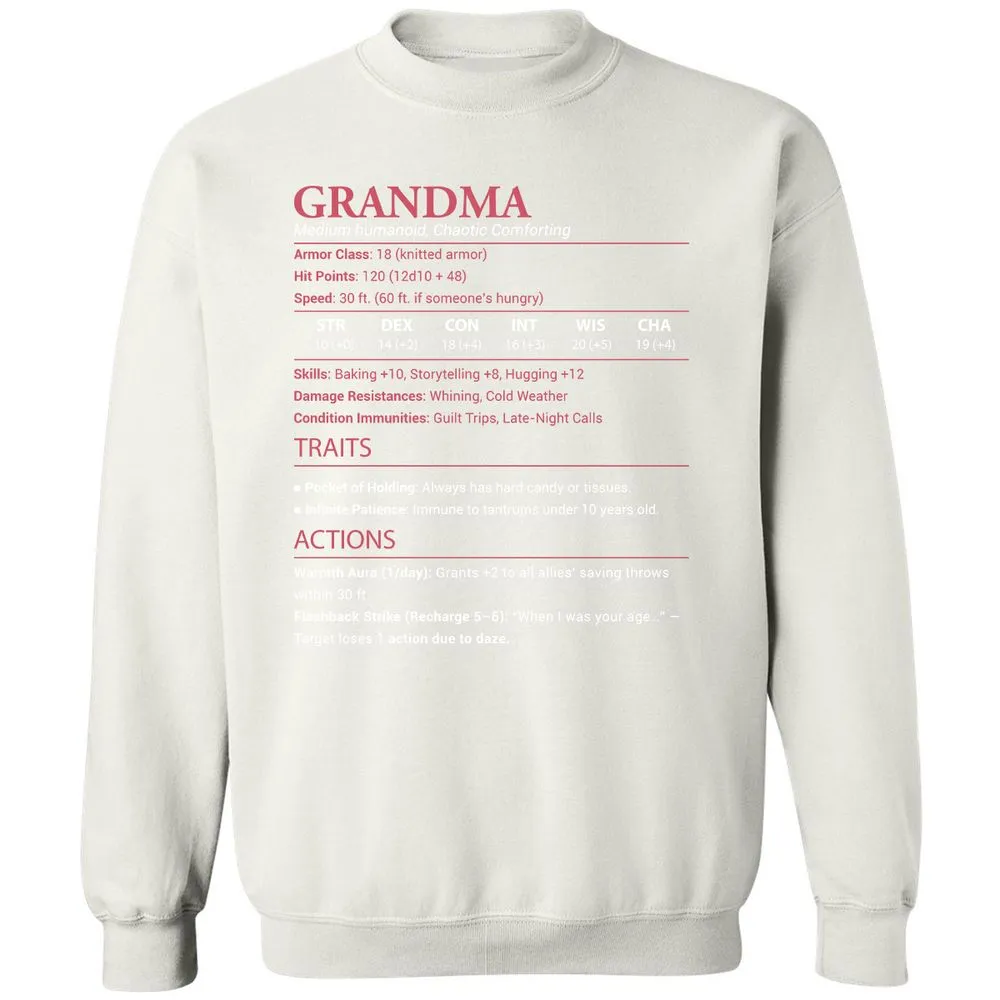 Grandma Stats Classic Unisex Sweatshirt - White - 12