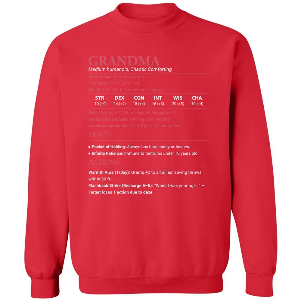 Grandma Stats Classic Unisex Sweatshirt - Red - 5