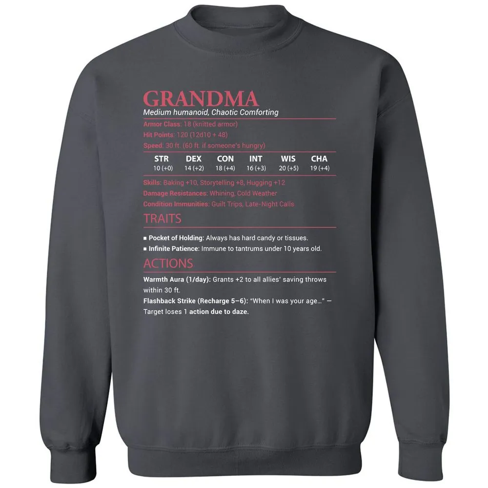 Grandma Stats Classic Unisex Sweatshirt - Charcoal - 7