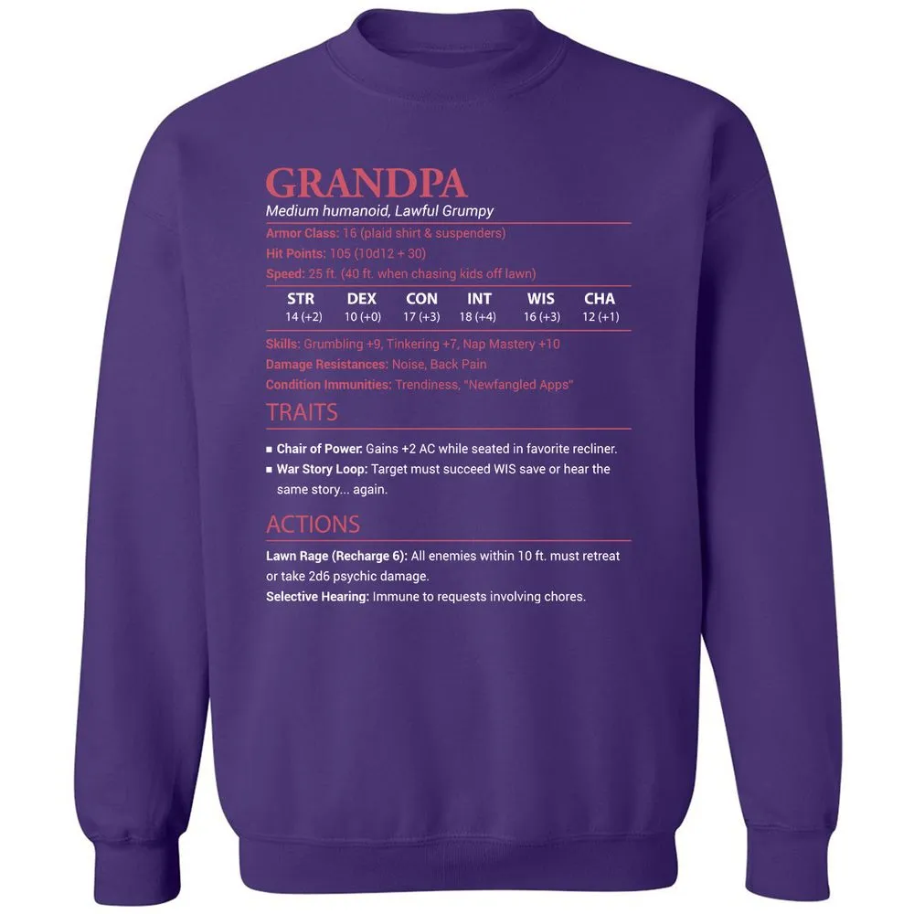 Grandpa Stats Classic Unisex Sweatshirt - Purple - 6