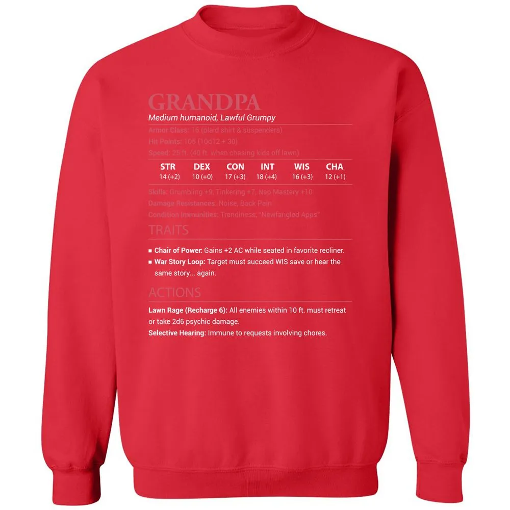 Grandpa Stats Classic Unisex Sweatshirt - Red - 5