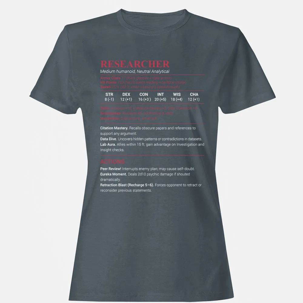 Researcher Stats Women's T-Shirt - Charcoal - 3