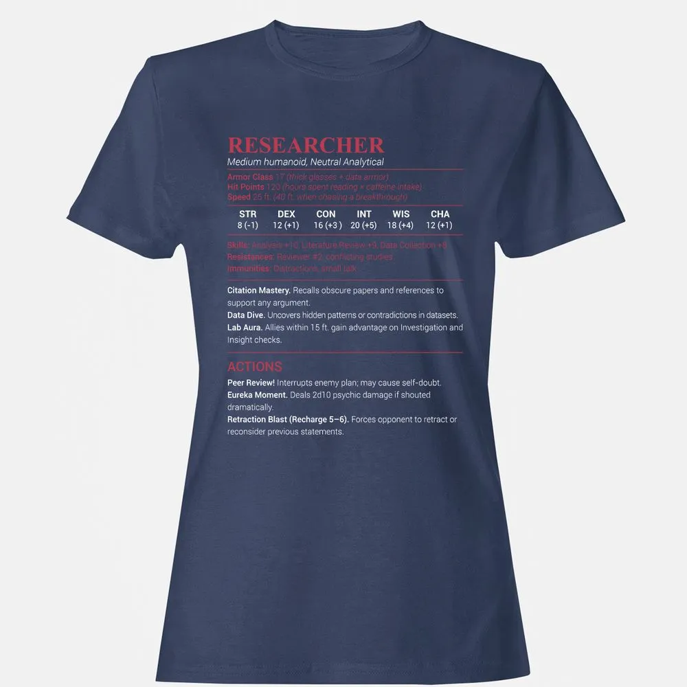 Researcher Stats Women's T-Shirt - Navy - 10