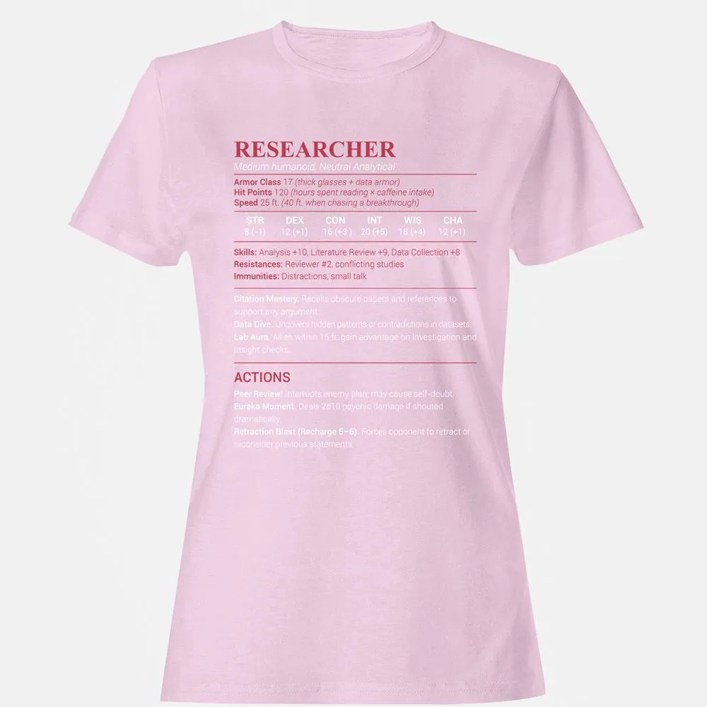 Researcher Stats Women's T-Shirt - Light Pink - 9
