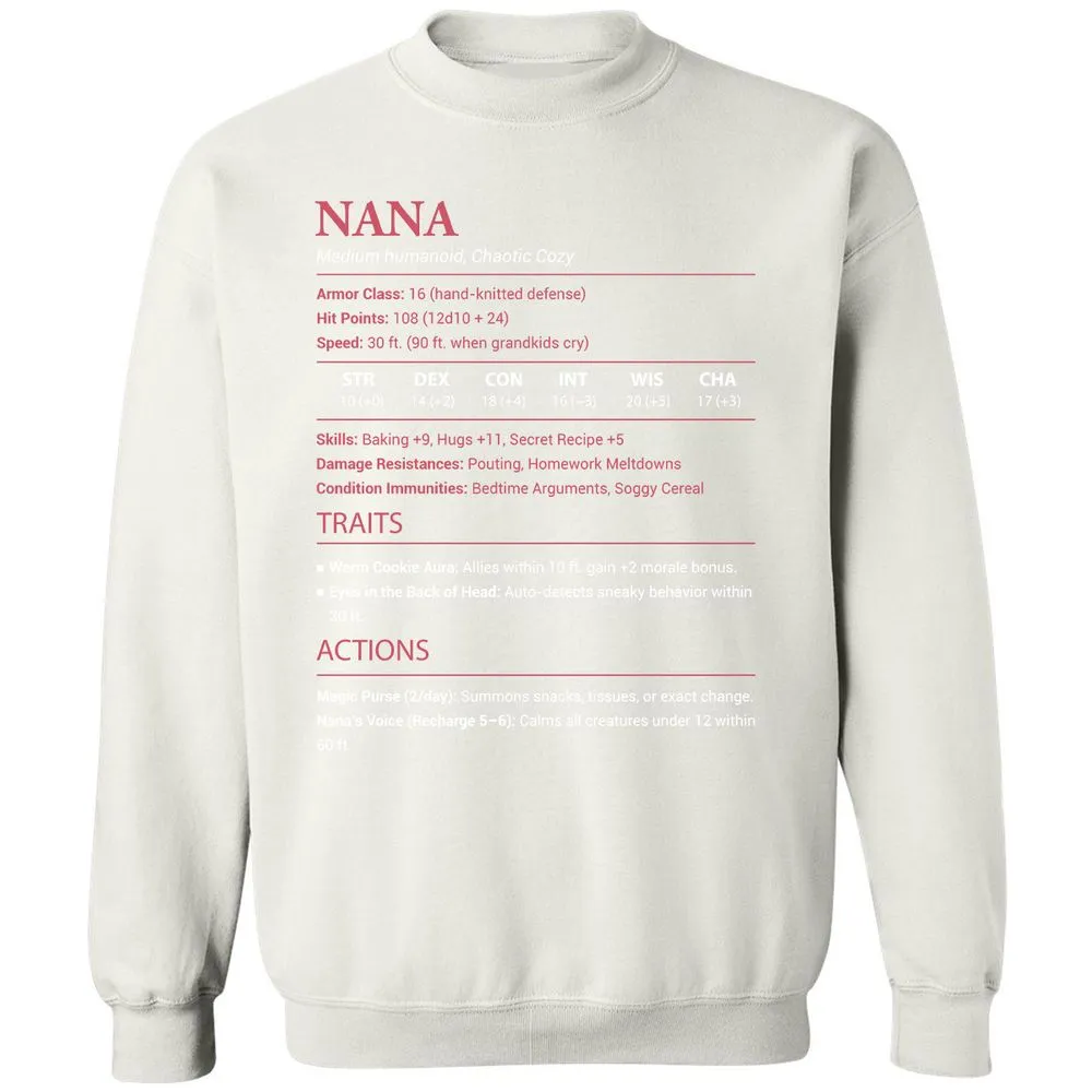 Nana Stats Classic Unisex Sweatshirt - White - 12
