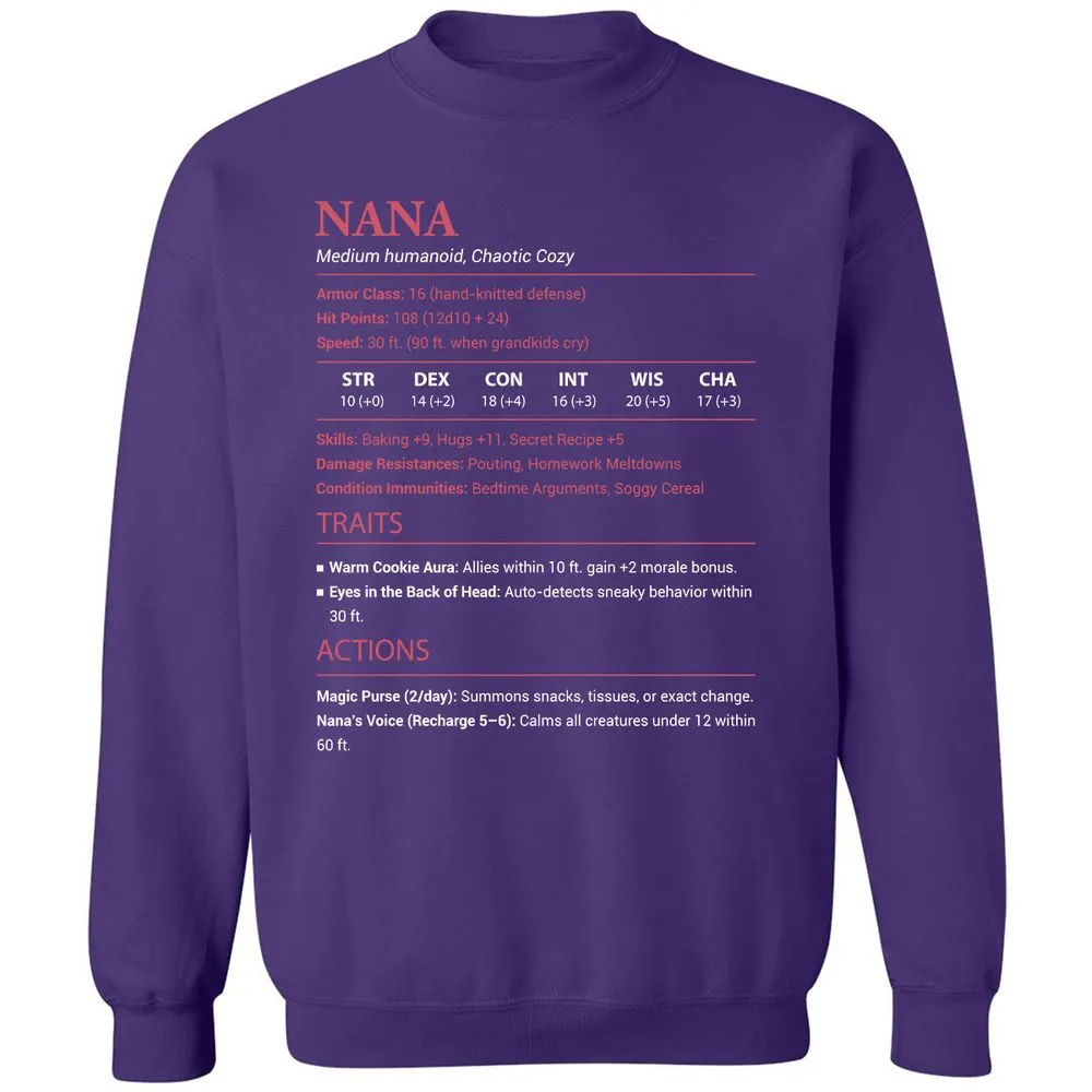 Nana Stats Classic Unisex Sweatshirt - Purple - 6