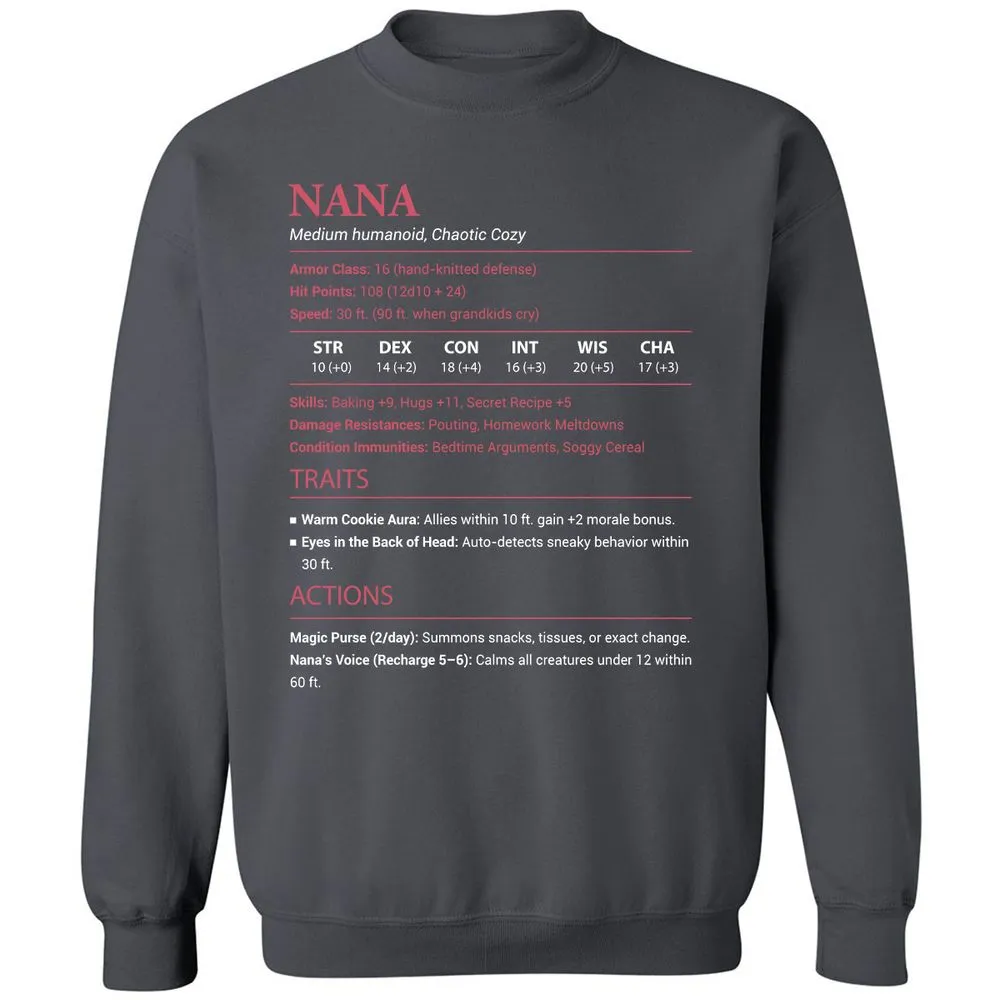 Nana Stats Classic Unisex Sweatshirt - Charcoal - 7