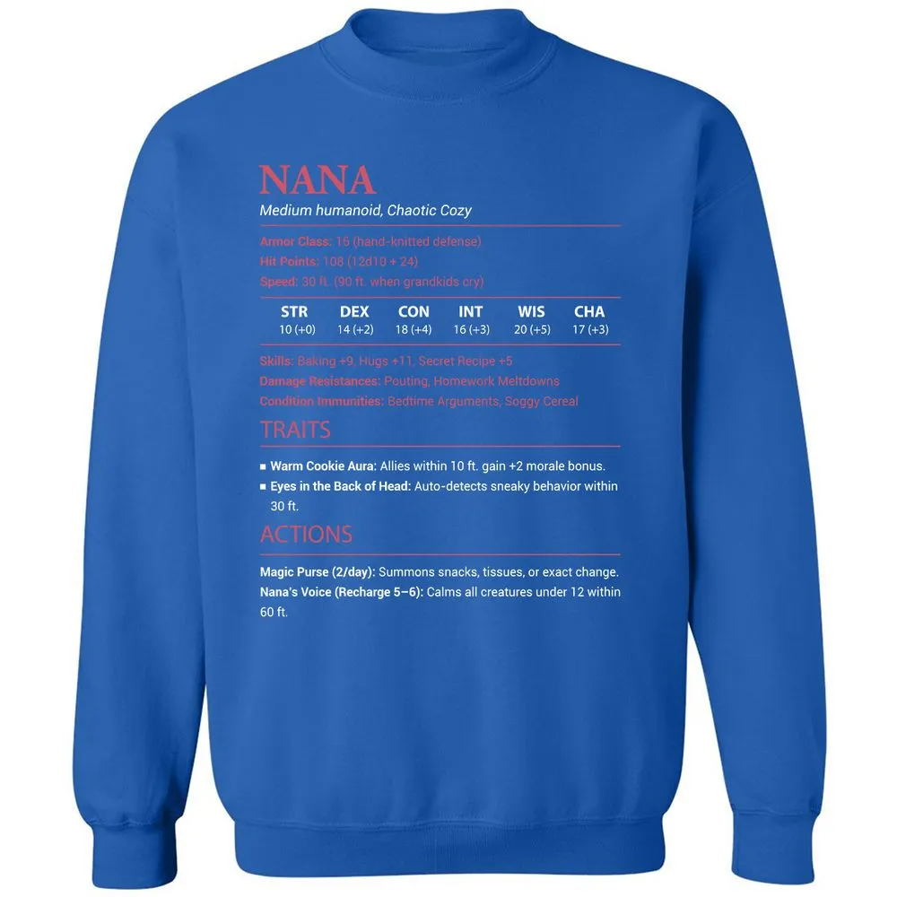 Nana Stats Classic Unisex Sweatshirt - Royal - 9