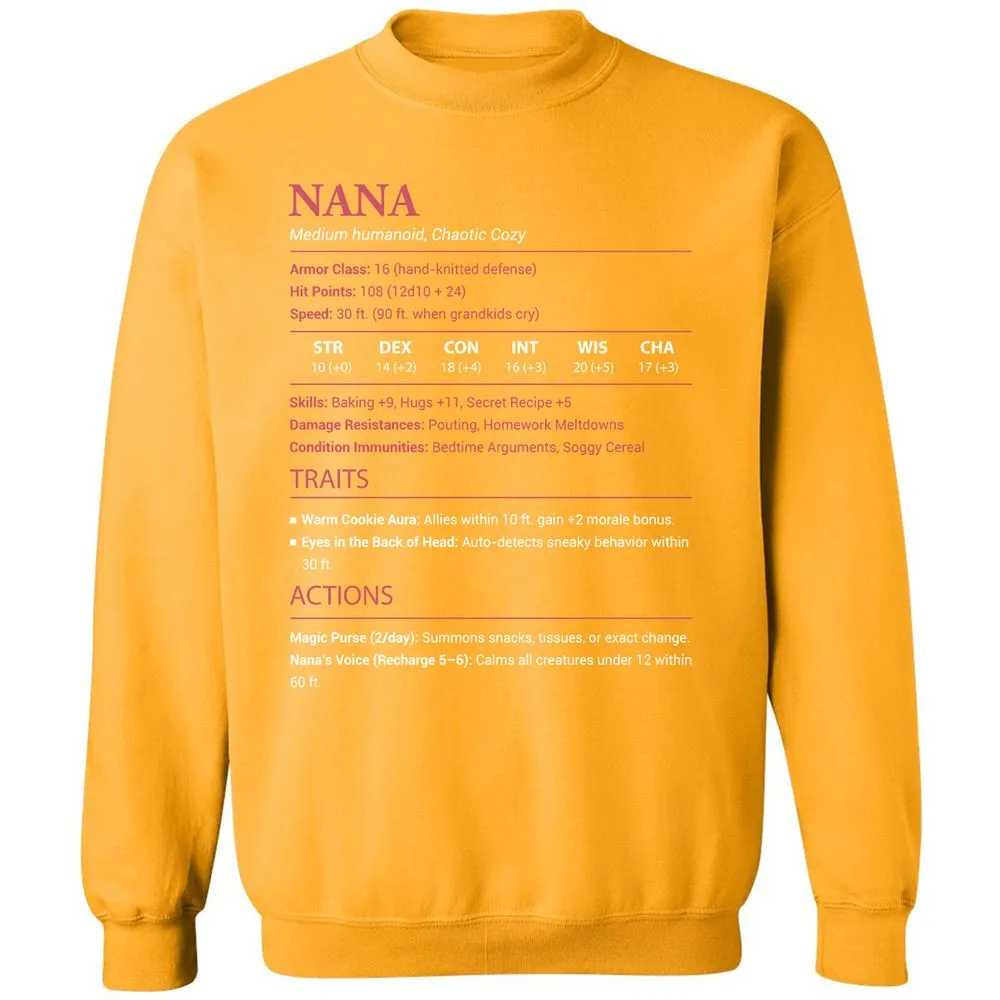 Nana Stats Classic Unisex Sweatshirt - Gold - 11