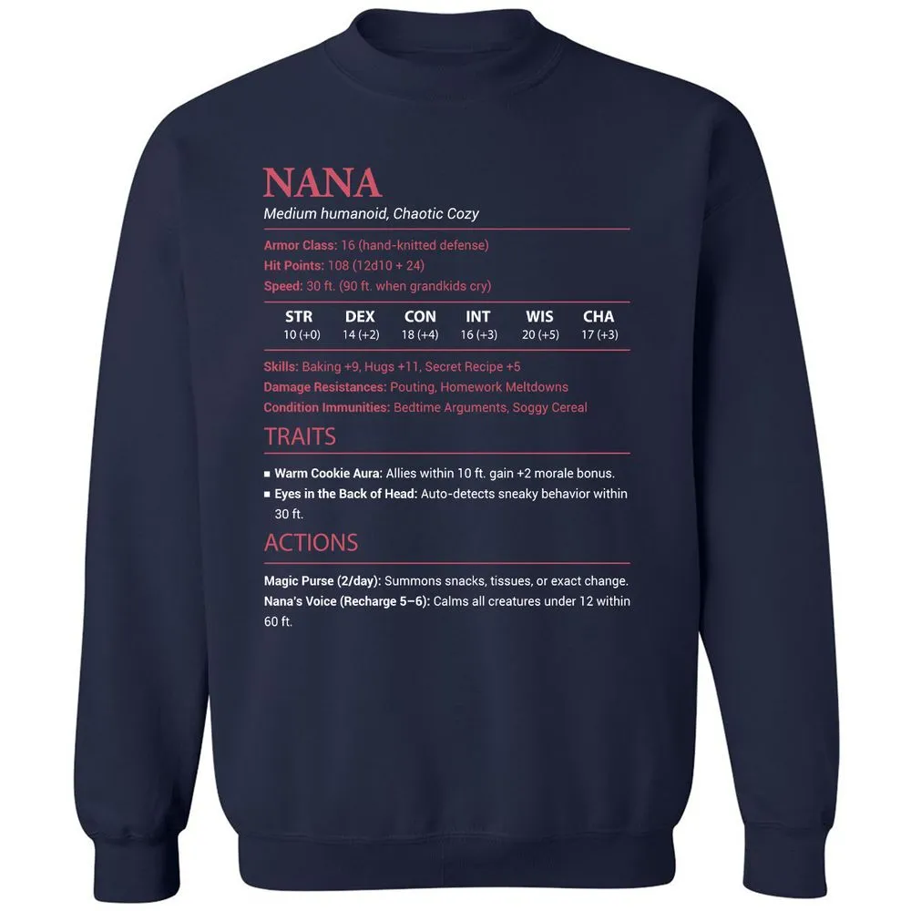 Nana Stats Classic Unisex Sweatshirt - Navy - 2