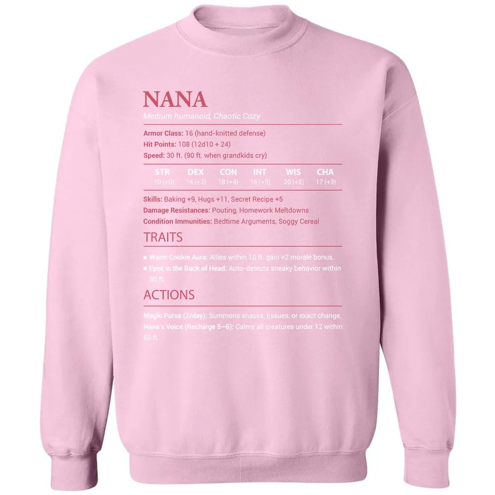 Nana Stats Classic Unisex Sweatshirt - Light Pink - 3