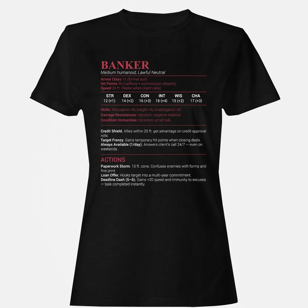 Banker Stats Women's T-Shirt - Black - 1
