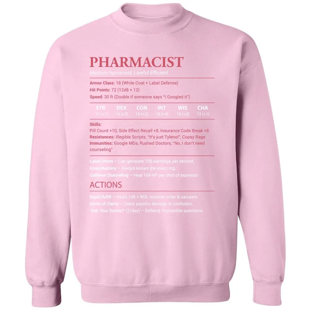 Pharmacist Stats Classic Unisex Sweatshirt - Light Pink - 3