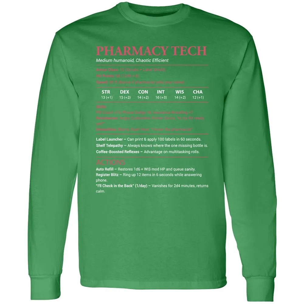 Pharmacy Tech Long Sleeve T-Shirt - Irish Green - 10