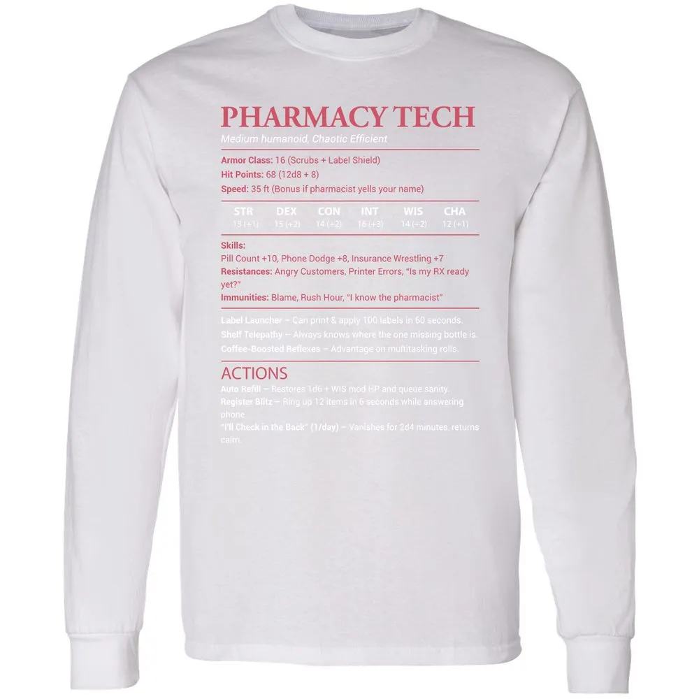 Pharmacy Tech Long Sleeve T-Shirt - White - 5