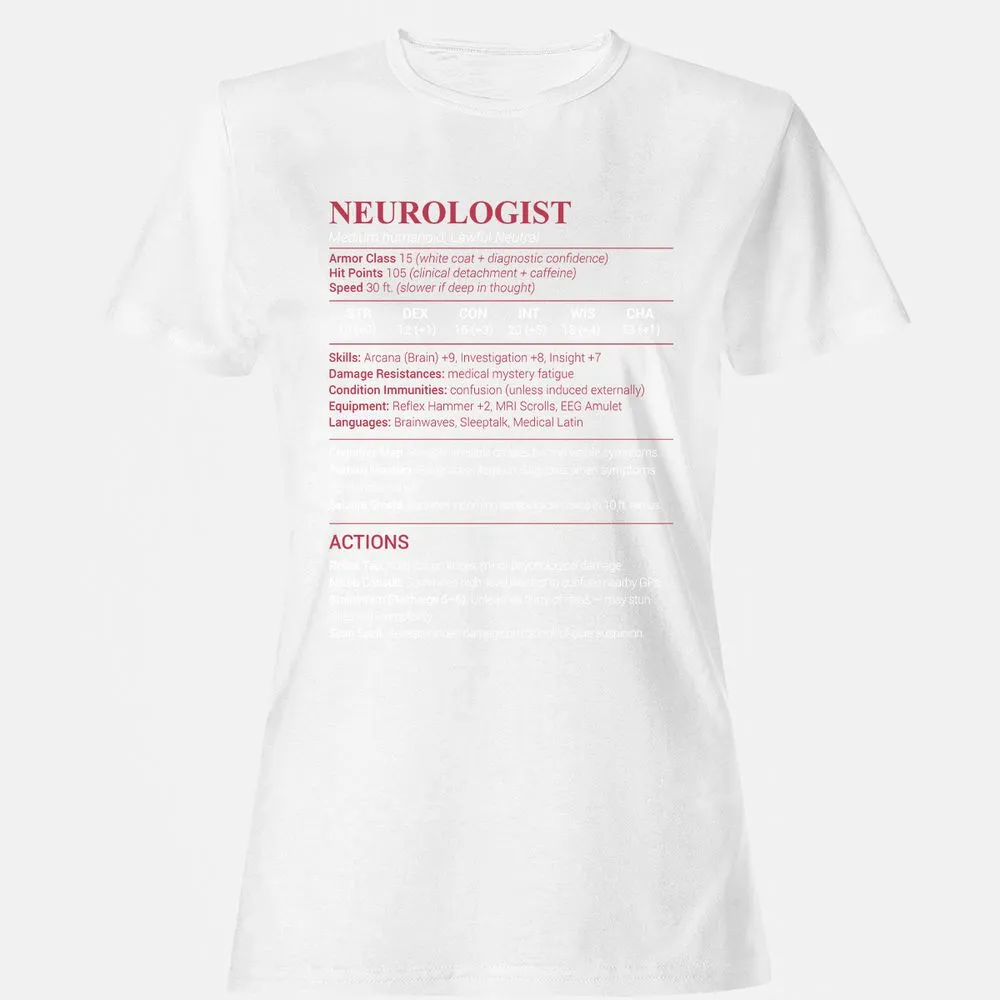 Neurologist Stats Women's T-Shirt - White - 16