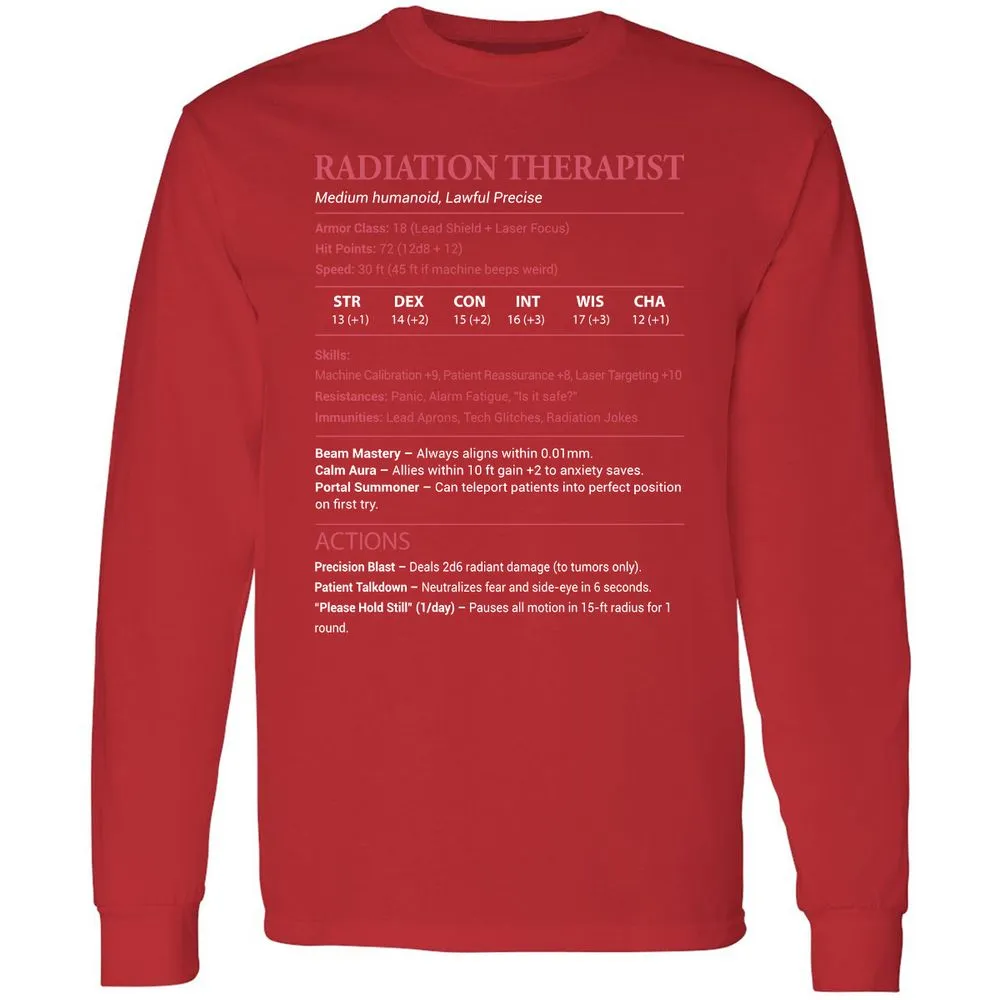 Radiation Therapist Long Sleeve T-Shirt - Red - 14