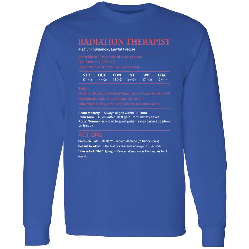 Radiation Therapist Long Sleeve T-Shirt - Royal - 8