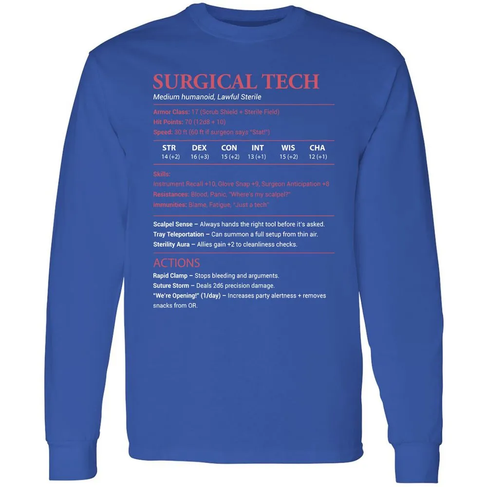 Surgical Tech Long Sleeve T-Shirt - Royal - 8
