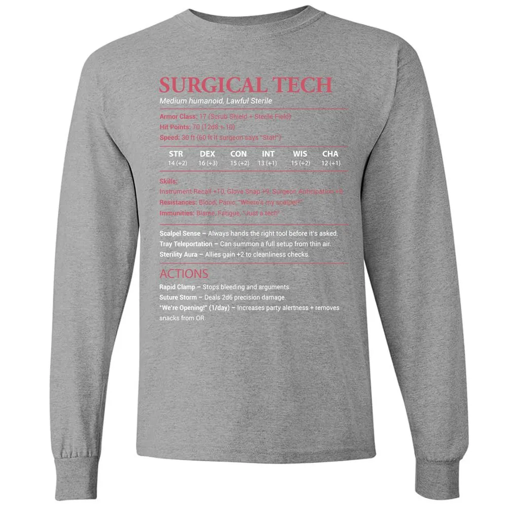 Surgical Tech Long Sleeve T-Shirt - Graphite Heather - 6