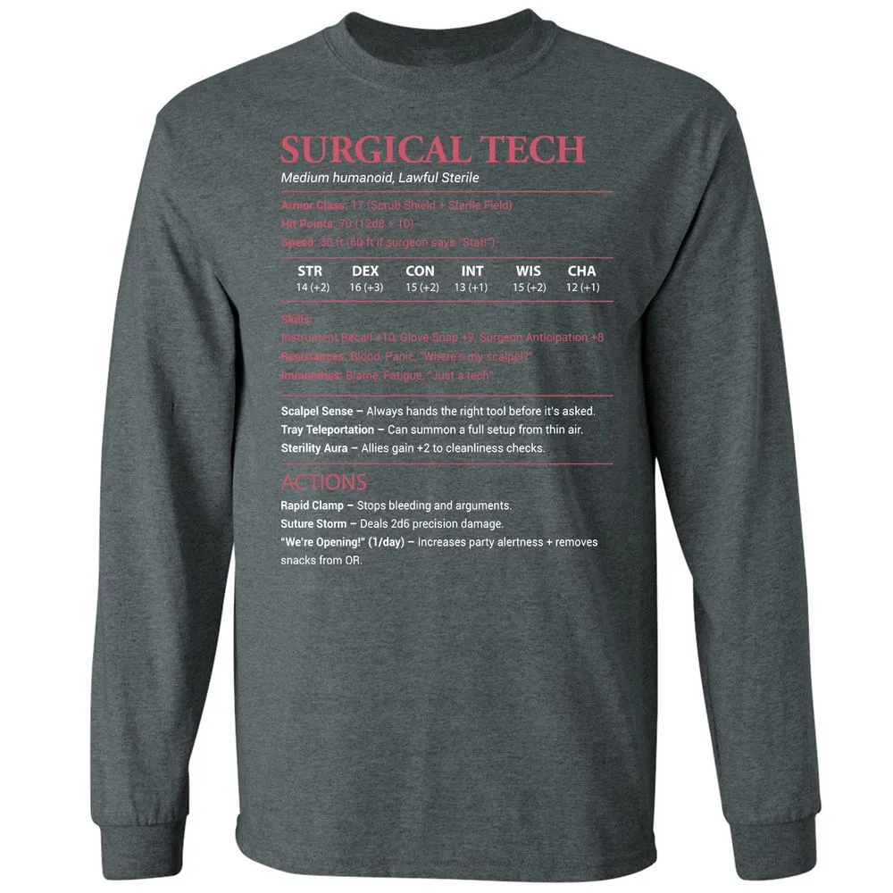 Surgical Tech Long Sleeve T-Shirt - Dark Heather - 15