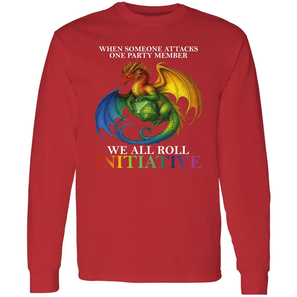 Dragon Roll For Initiative Long Sleeve T-Shirt - Red - 14