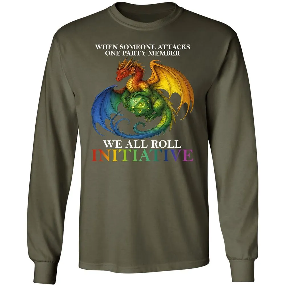 Dragon Roll For Initiative Long Sleeve T-Shirt - Military Green - 16