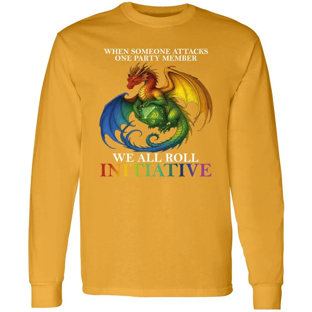 Dragon Roll For Initiative Long Sleeve T-Shirt - Gold - 9