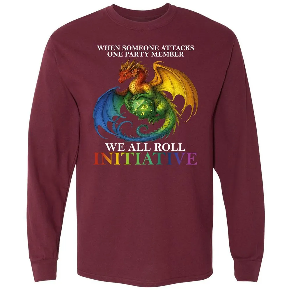 Dragon Roll For Initiative Long Sleeve T-Shirt - Maroon - 11