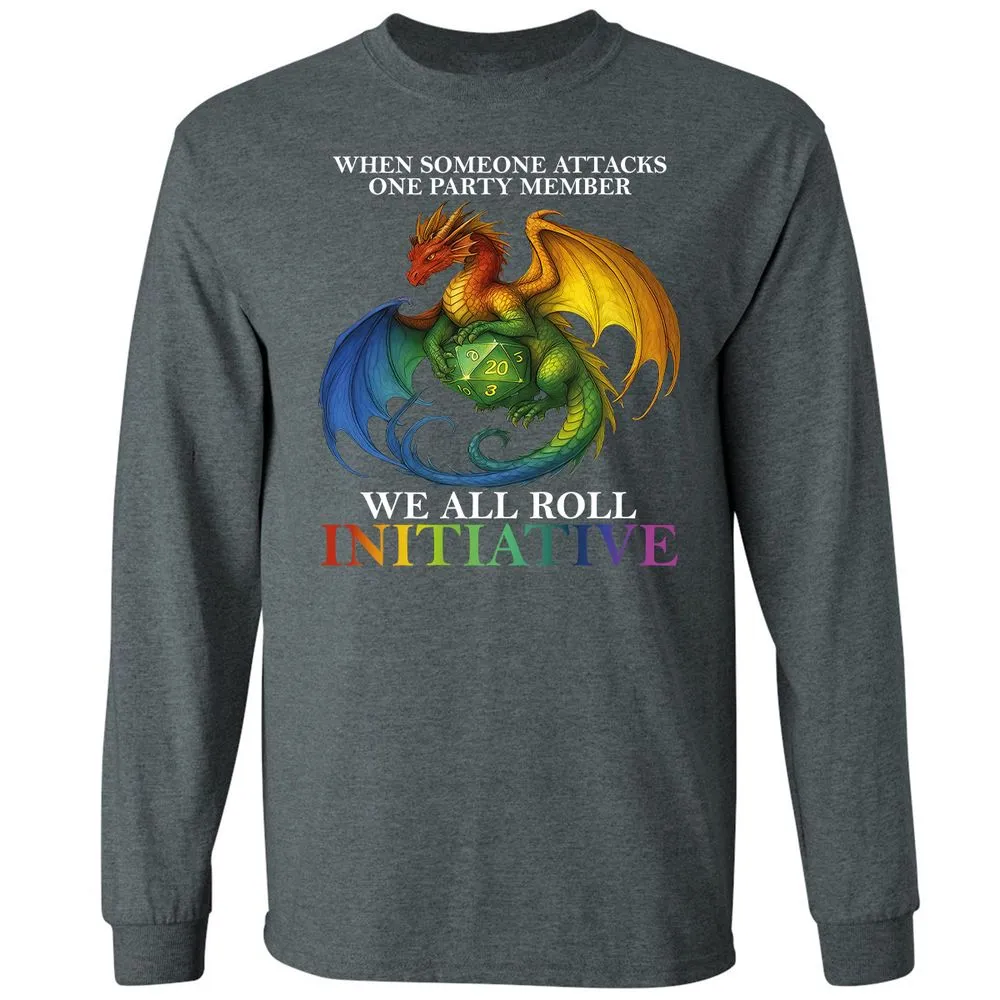 Dragon Roll For Initiative Long Sleeve T-Shirt - Dark Heather - 15