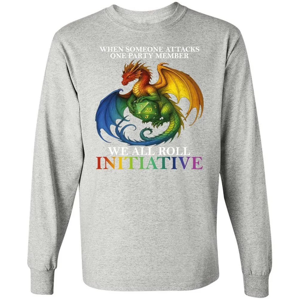 Dragon Roll For Initiative Long Sleeve T-Shirt - Ash - 7