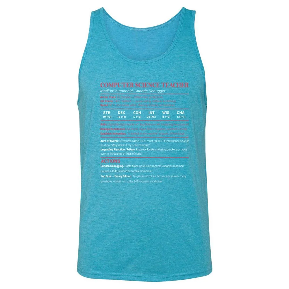 Computer Science Teacher Unisex Jersey Tank - Aqua Triblend - 3