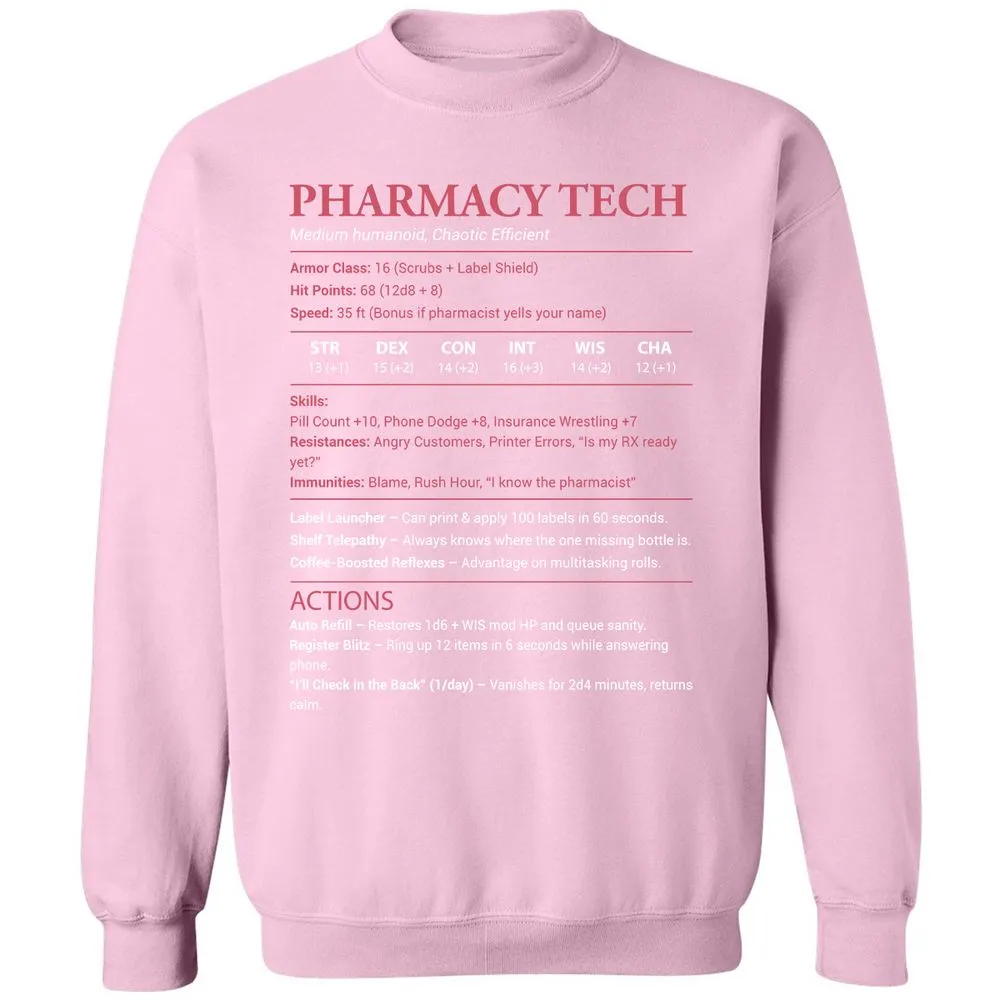 Pharmacy Tech Classic Unisex Sweatshirt - Light Pink - 3
