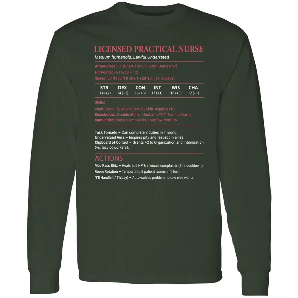 Licensed Practical Nurse LPN Long Sleeve T-Shirt - Forest Green - 4