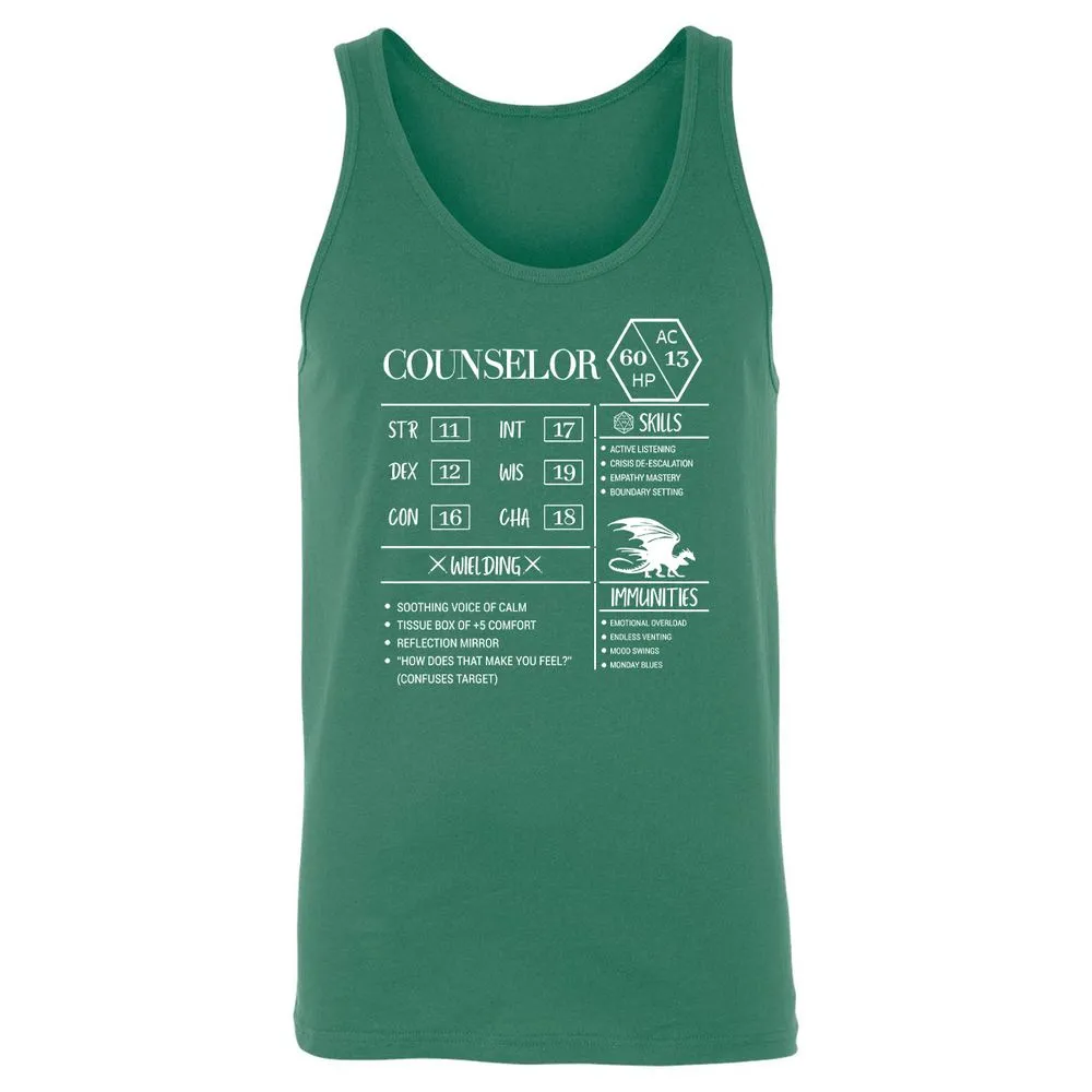 Counselor New Unisex Jersey Tank - Kelly - 9