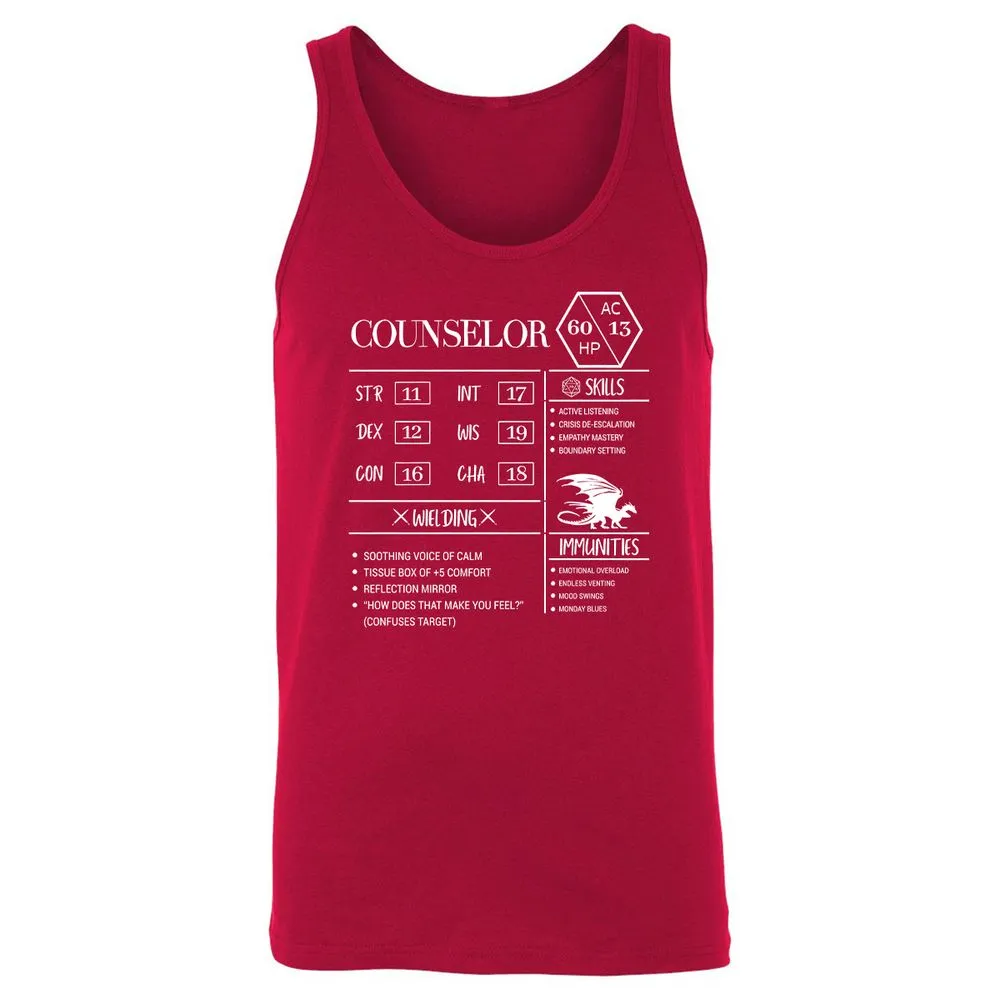 Counselor New Unisex Jersey Tank - Red - 11