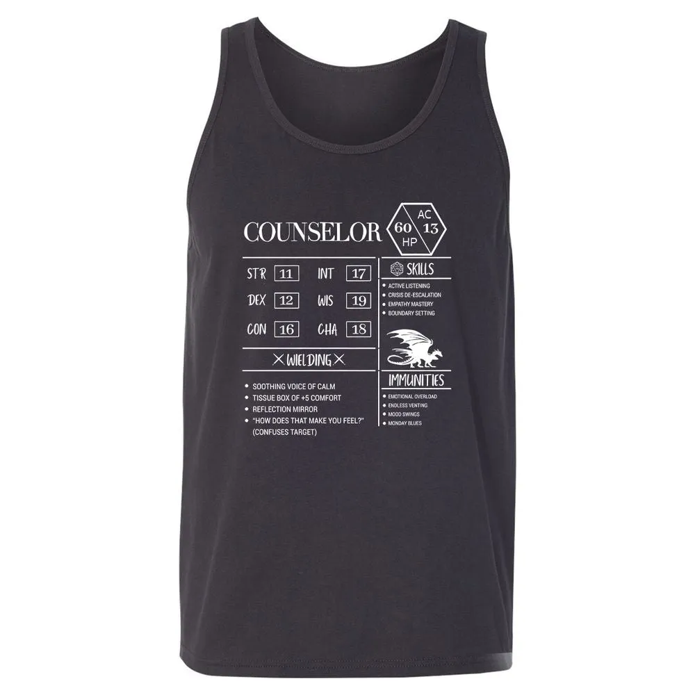 Counselor New Unisex Jersey Tank - Dark Grey - 7