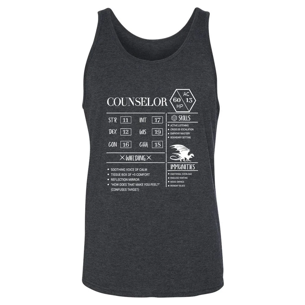 Counselor New Unisex Jersey Tank - Dark Grey Heather - 6