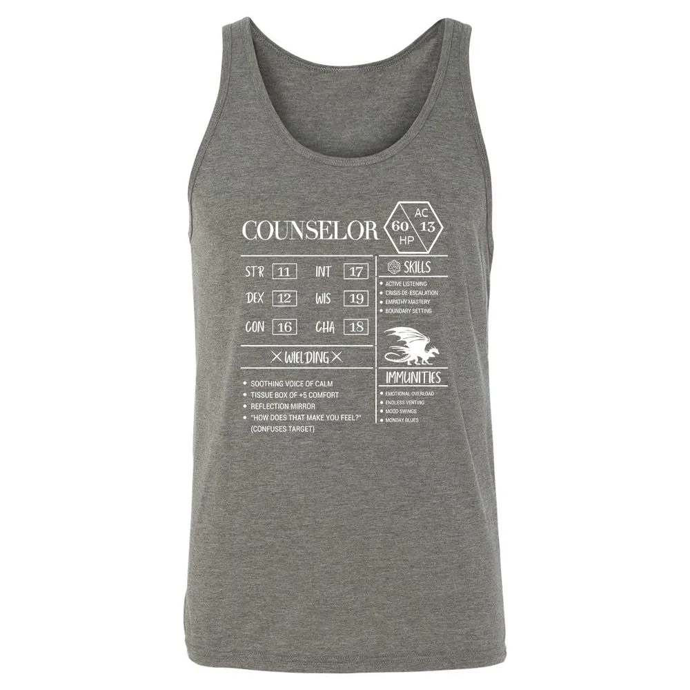 Counselor New Unisex Jersey Tank - Grey Triblend - 8