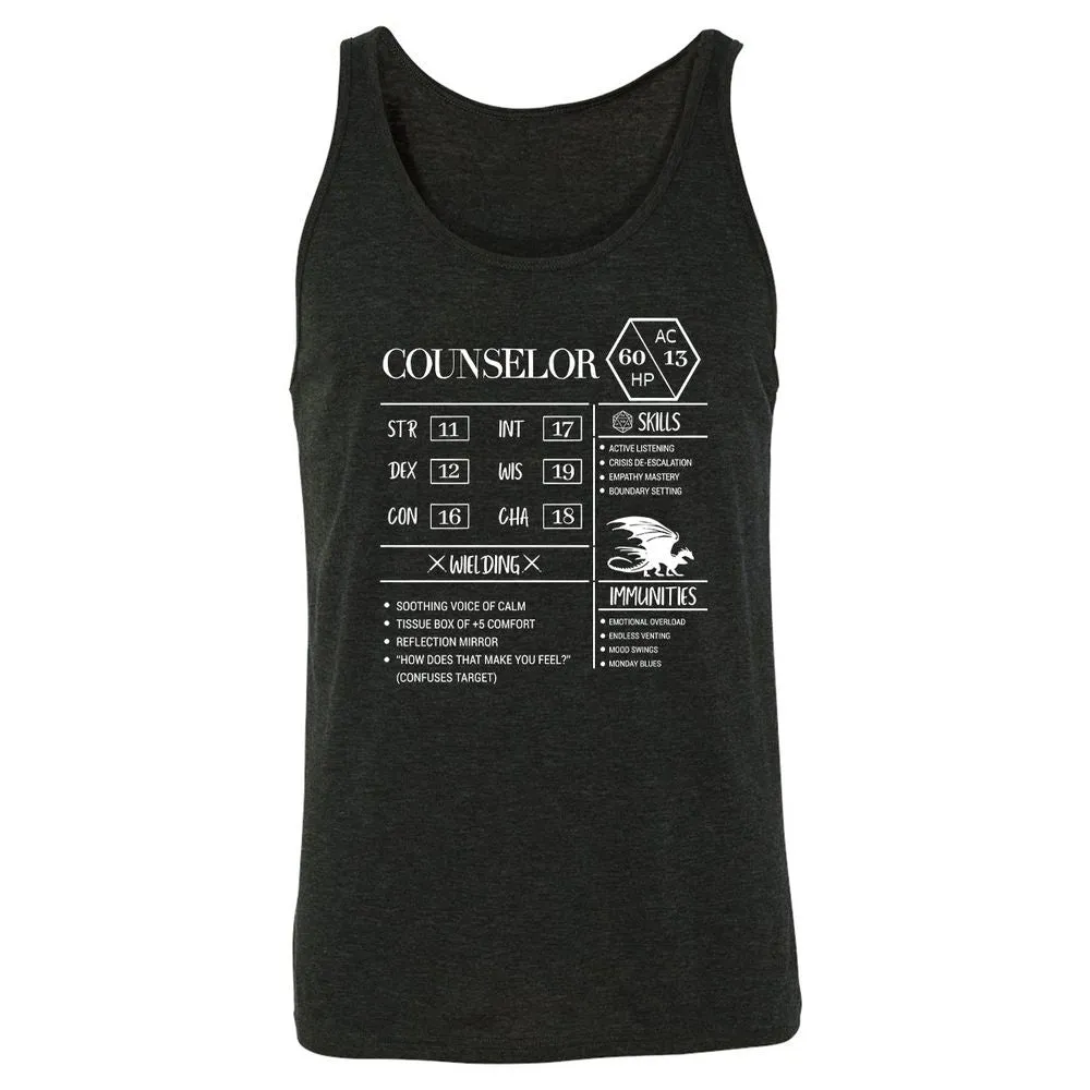 Counselor New Unisex Jersey Tank - Charcoal Black Triblend - 5