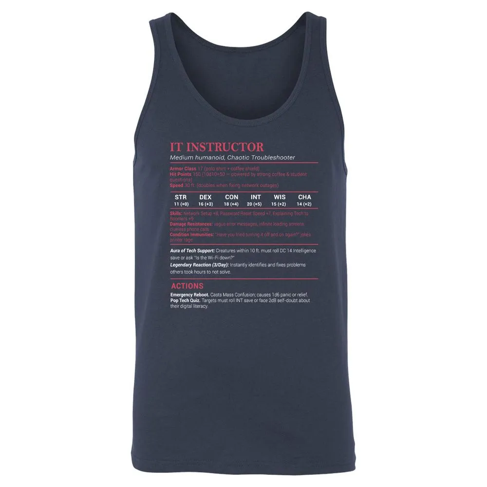 IT Instructor Unisex Jersey Tank - Navy - 2