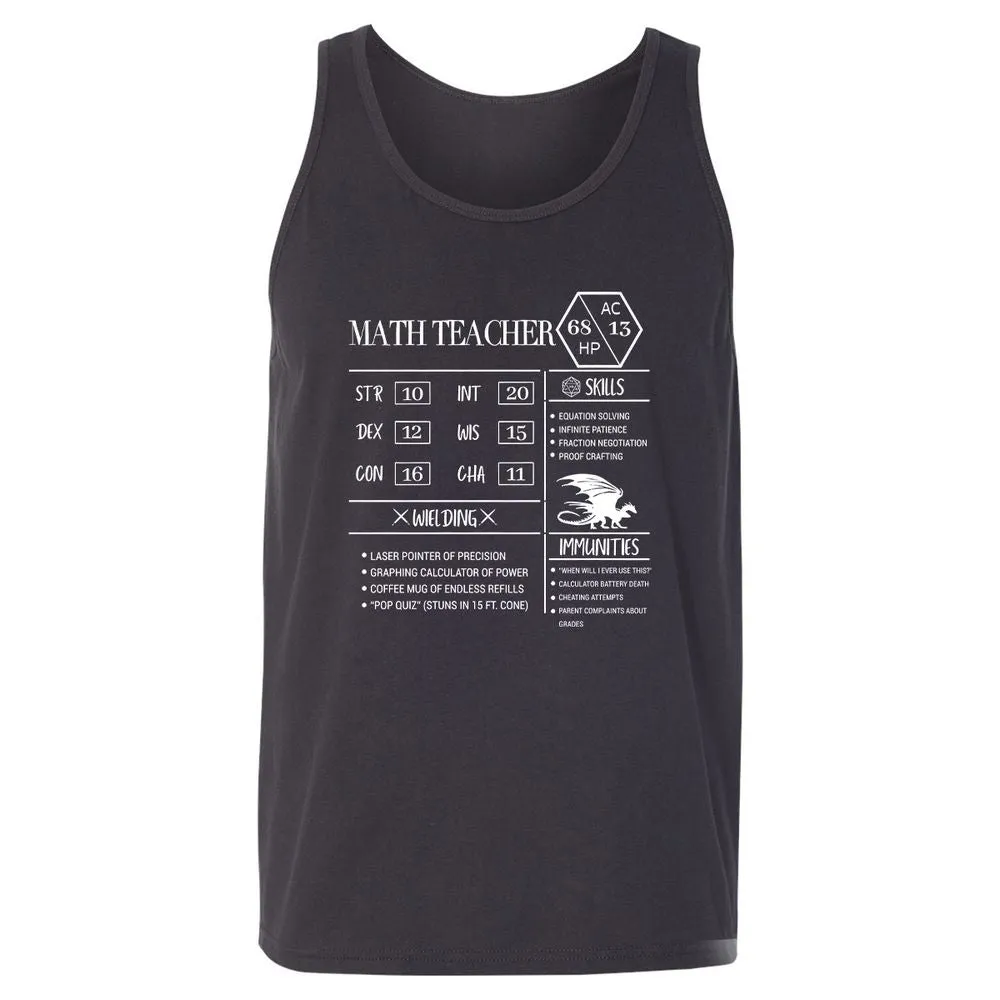 Math Teacher New Unisex Jersey Tank - Dark Grey - 7