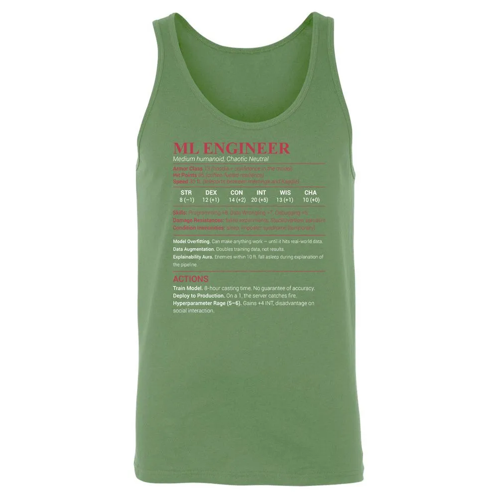 ML Engineer Unisex Jersey Tank - Leaf - 10