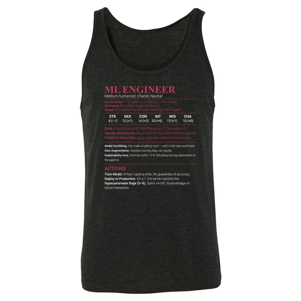 ML Engineer Unisex Jersey Tank - Charcoal Black Triblend - 5
