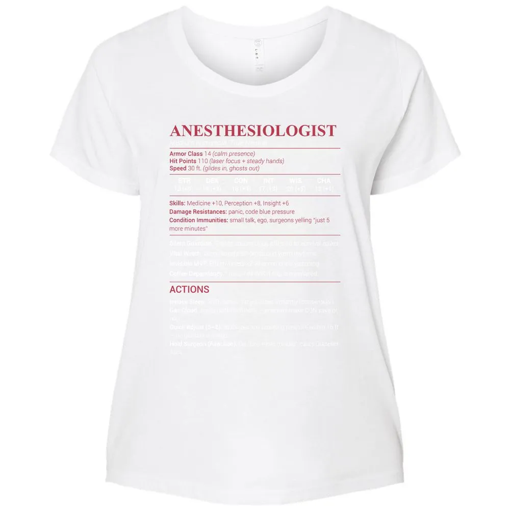 Anesthesiologist Stats Ladies Curvy Jersey - White - 6