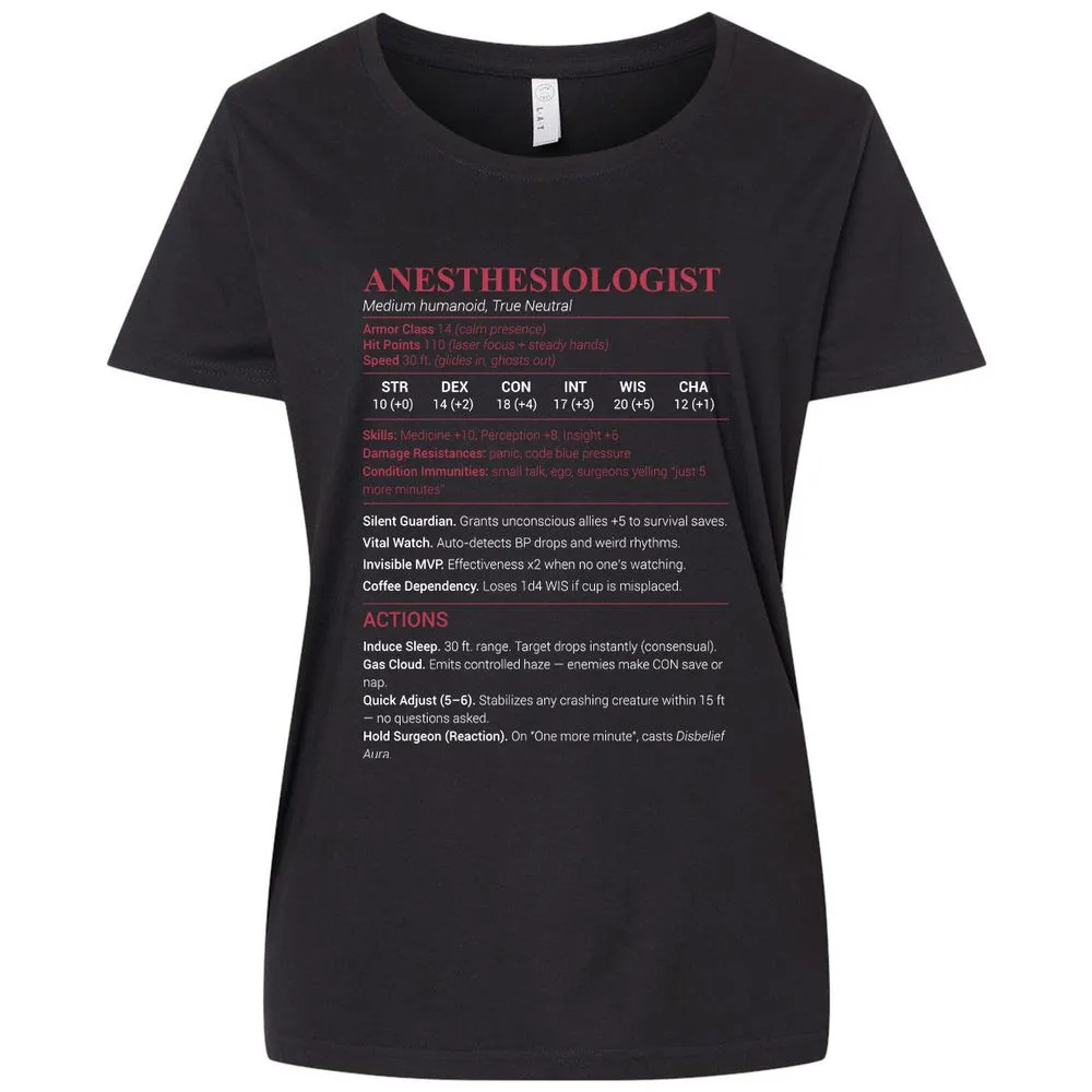 Anesthesiologist Stats Ladies Curvy Jersey - Blended Black - 1