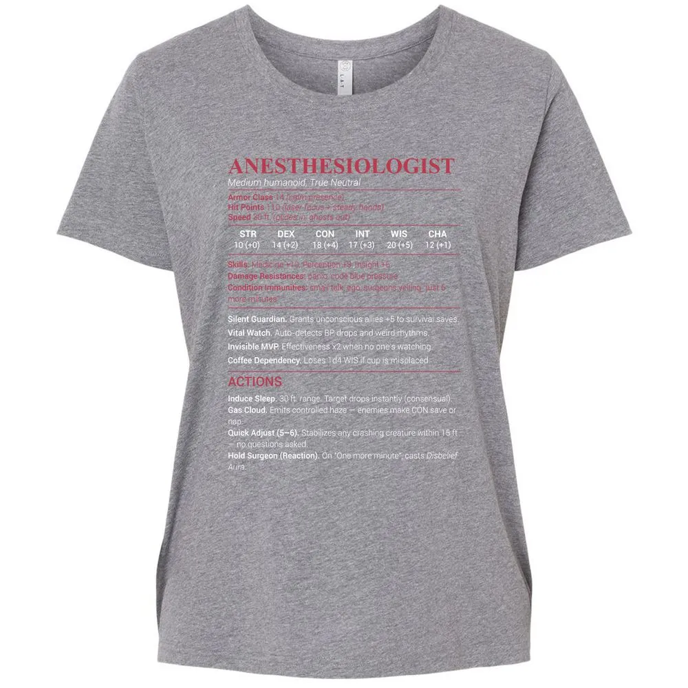 Anesthesiologist Stats Ladies Curvy Jersey - Granite Heather - 9