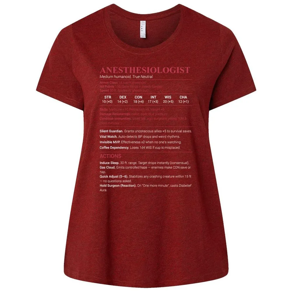 Anesthesiologist Stats Ladies Curvy Jersey - Cardinal - 10