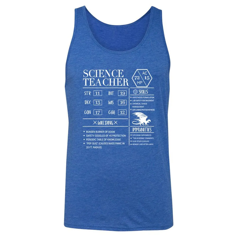 Science Teacher New Unisex Jersey Tank - True Royal Triblend - 12